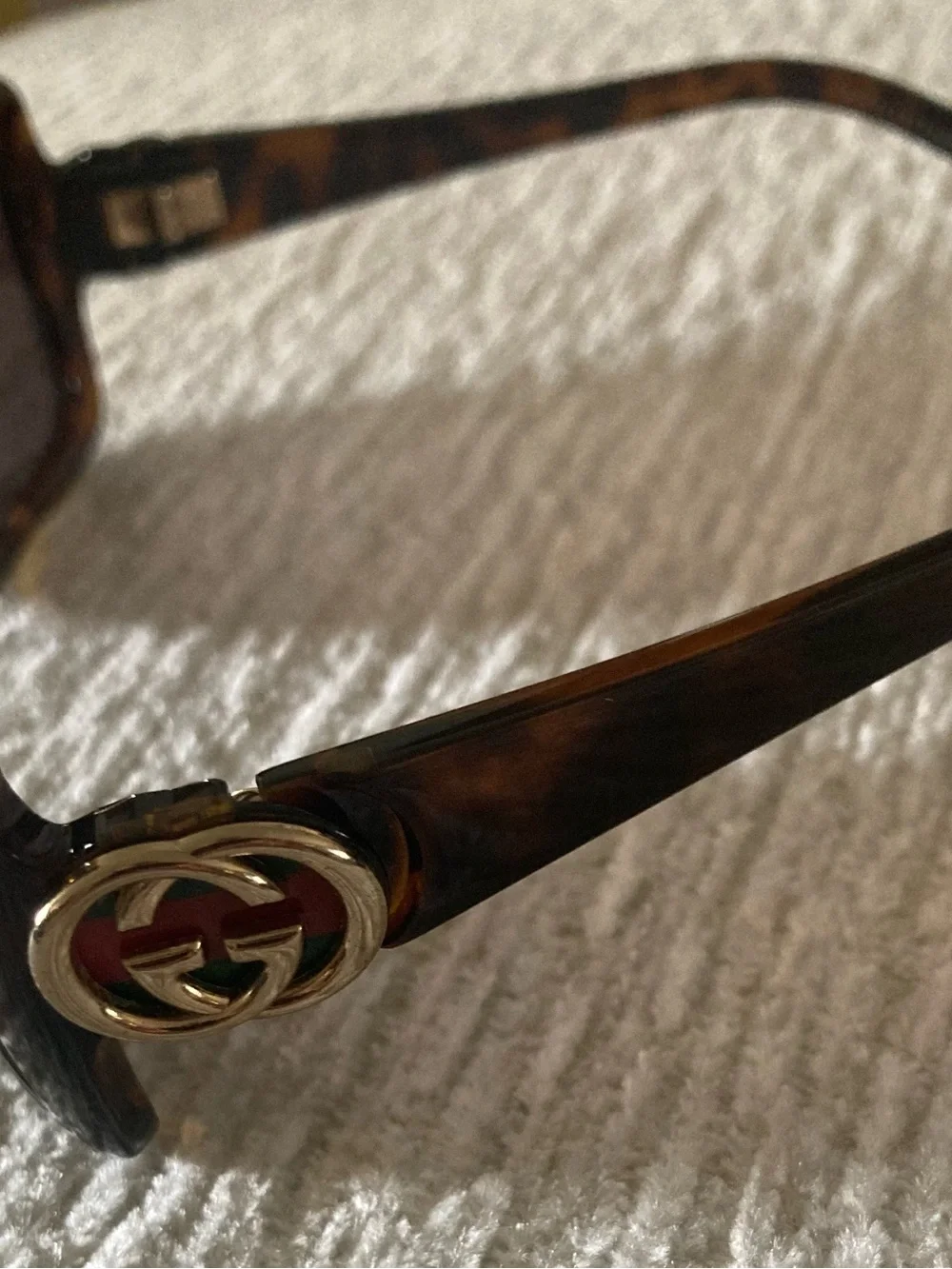 Gucci Rectangular Sunglasses in Dark Tortoise with Black Lenses